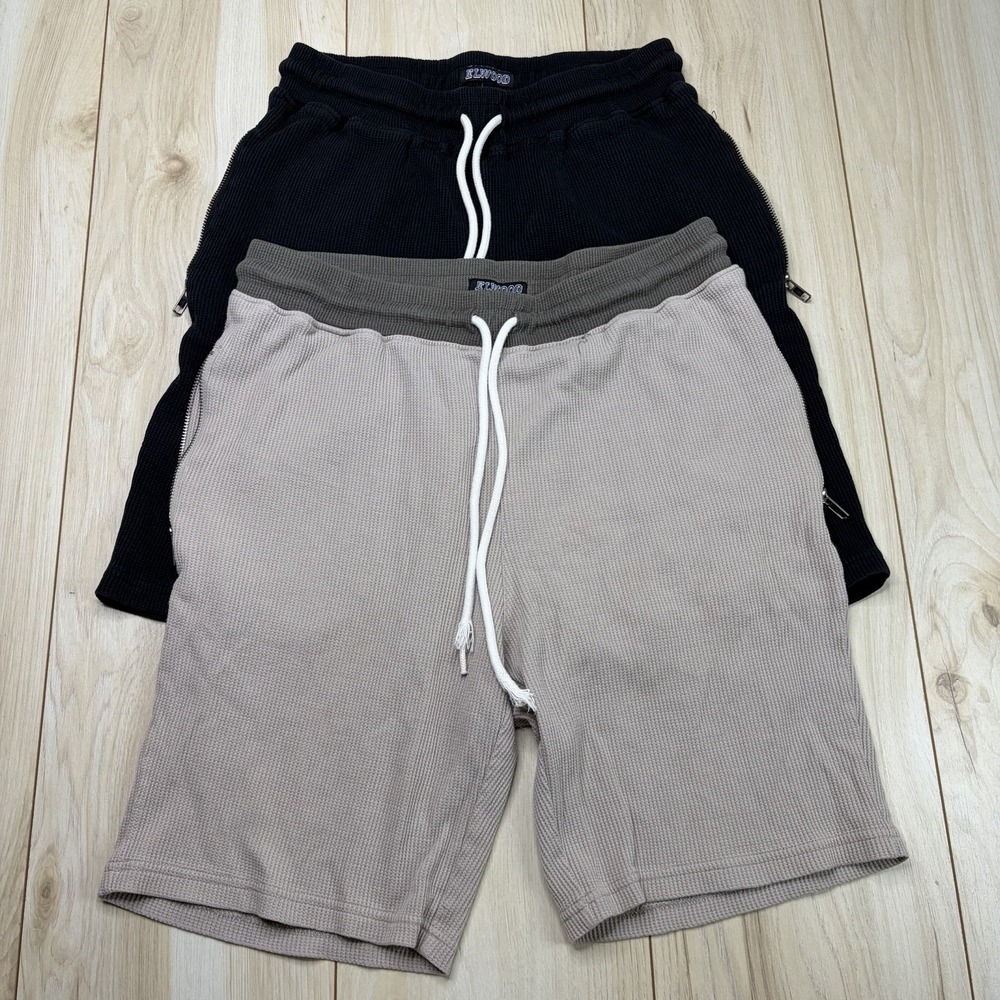 Elwood Waffle Knit Sweat Shorts Mens Small Lot Of 2 Zipper Pockets